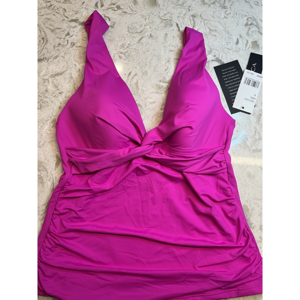 La Blanca Island Goddess Twist Tie Back Tankini TOP ONLY LB2IG68 Pink 6